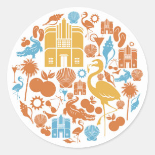 Sticker Rond Icônes de Floride