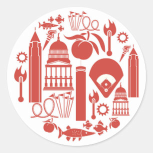 Sticker Rond Icônes de Géorgie Atlanta