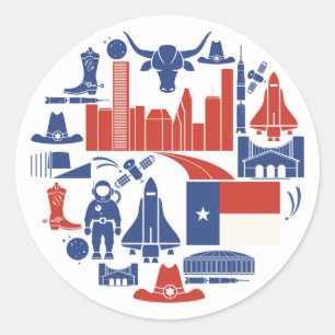 Sticker Rond Icônes de Houston le Texas