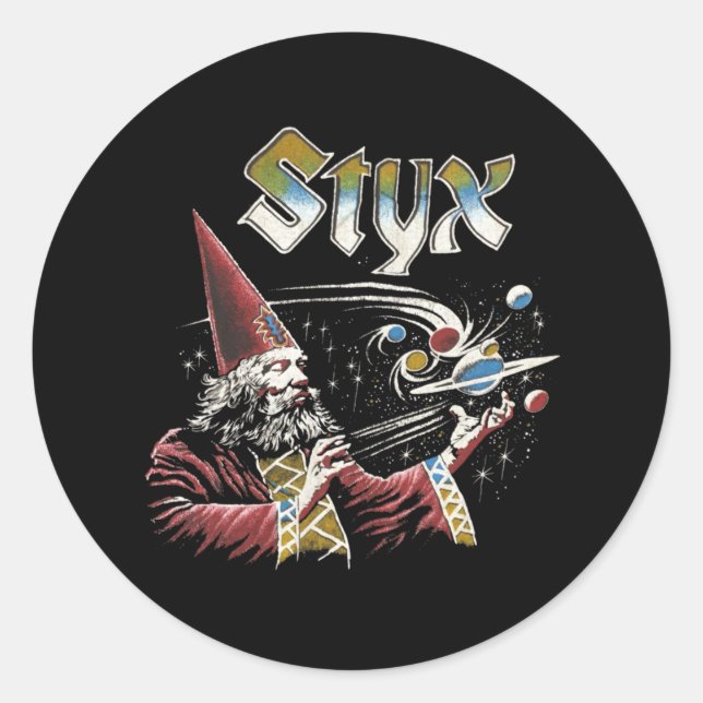 Sticker Rond Icônes les années 70 hommage de bande STYX (Devant)
