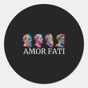Sticker Rond Icônes stoïques Amor Fati Stoicisme moderne Philos
