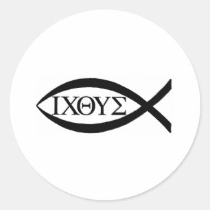 STICKER ROND ICTHUS