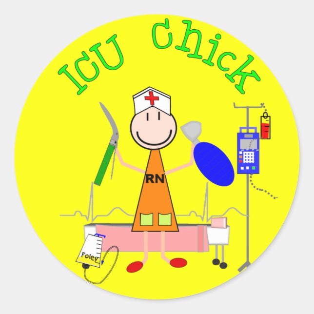 Sticker Rond ICU Chick (infirmière) (Devant)