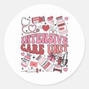 Sticker Rond Icu Nurse Valentine's Day Intensive Care Unit Team