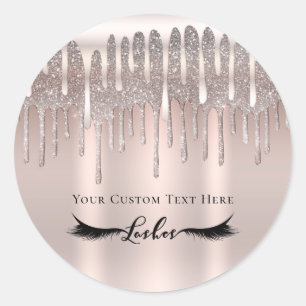 Sticker Rond Icy Rose Gold Diamond Glitter Drip Lashes