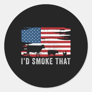 Sticker Rond Id Fumer ce barbecue 1