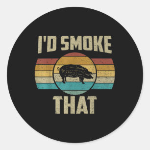 Sticker Rond Id Fumer Que Chemise Funny Retro Barbecue Grill De