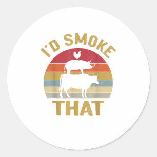 Sticker Rond Id Fumer Que Chemise Griller Viande BBQ S
