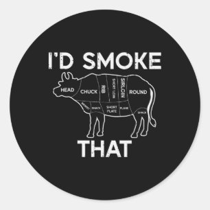 Sticker Rond Id Grill That Cow Beef Meat Chart Barbecue Gri