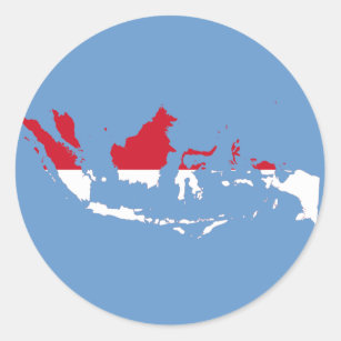 Sticker Rond ID Indonésie, Jakarta, Carte du drapeau