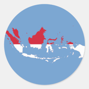 Sticker Rond ID Indonésie, Jakarta, Carte du drapeau