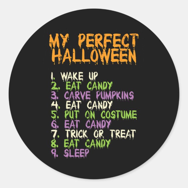 Sticker Rond Idéal Halloween Manger Candy Costume Garçons Fille (Devant)