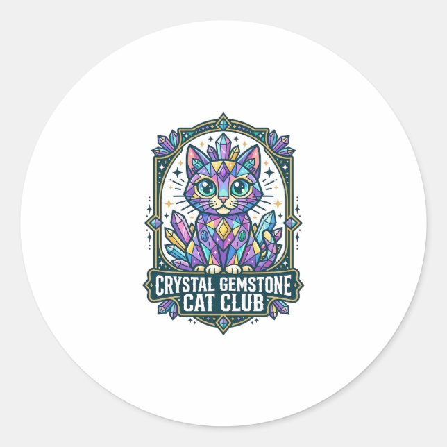 Sticker Rond Idée cadeau chat maman Crystal Gemstone - Crystal  (Devant)