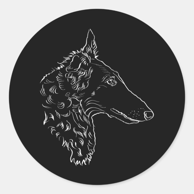 Sticker Rond Idée cadeau Chien Borzoi (Devant)