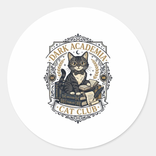 Sticker Rond Idée cadeau pour papa chat de l'Académie sombre -  (Devant)