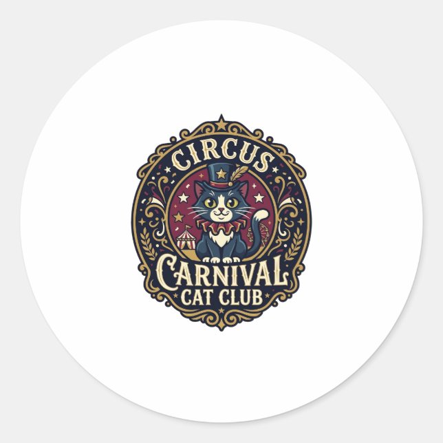 Sticker Rond Idée cadeau pour papa de chat de carnaval de cirqu (Devant)