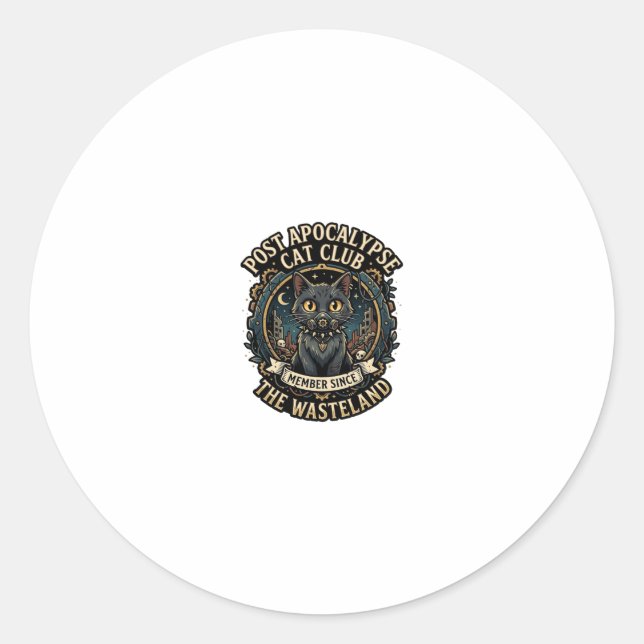 Sticker Rond Idée cadeau pour papa de chat post apocalypse - Po (Devant)