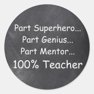 Sticker Rond Idée cadeau professeur mentor génie super-héros
