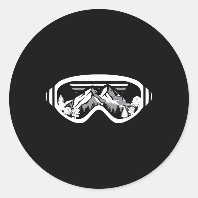 Sticker Rond Idée cadeau Snowboard - Snowboard Piste Hiver (Devant)