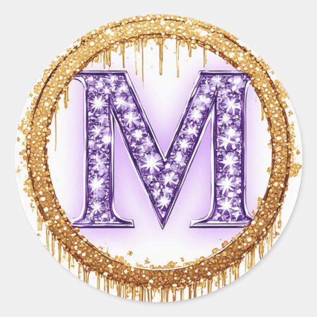 Sticker Rond Idée de cadeau de mariage Orné Monogramme M (Devant)