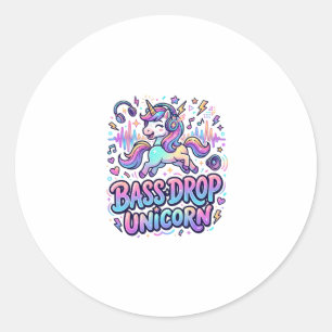 Sticker Rond Idée de cadeau licorne basse drop typographie Des