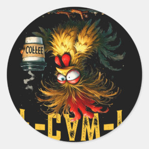 Sticker Rond Idée de cadeaux drôles F-caw-f pour humour de coq