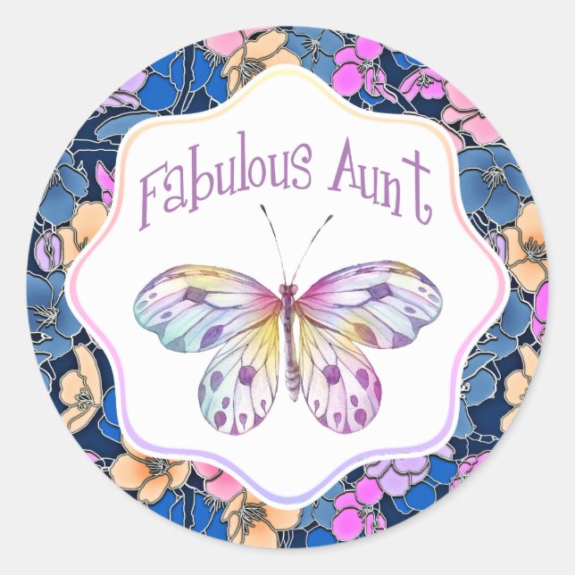 Sticker Rond Idées cadeaux de Tante Papillon (Devant)
