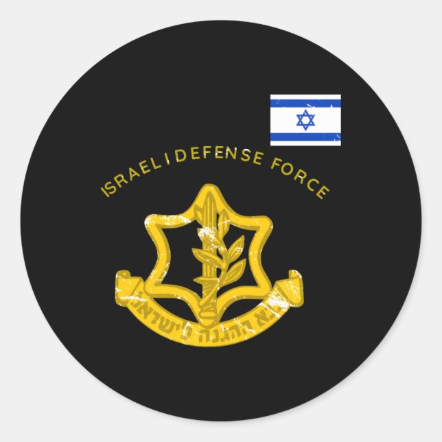 Sticker Rond Idf Forces De Défense Israéliennes Drapeau Israël  (Devant)