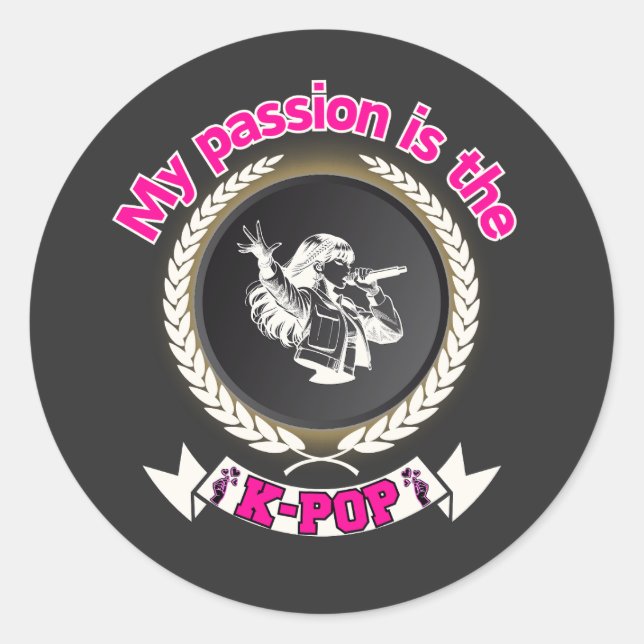 Sticker Rond Idol chanter Passion KPop Music Fan Art Design (Devant)