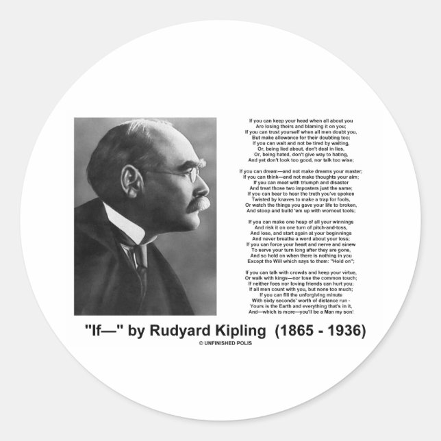 Sticker Rond "If—" Poème De Rudyard Kipling (Devant)
