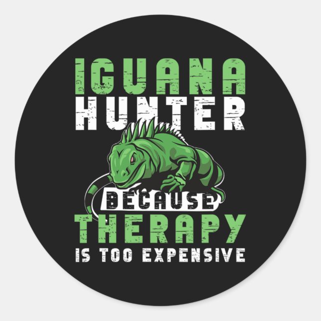Sticker Rond Iguana Chasse Conception Pour Chasseur Iguana (Devant)