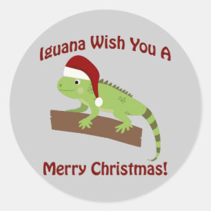 Sticker Rond Iguana Vous Souhaite Un Joyeux Noël