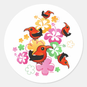 Sticker Rond "I'iwi" à l'hawaïenne
