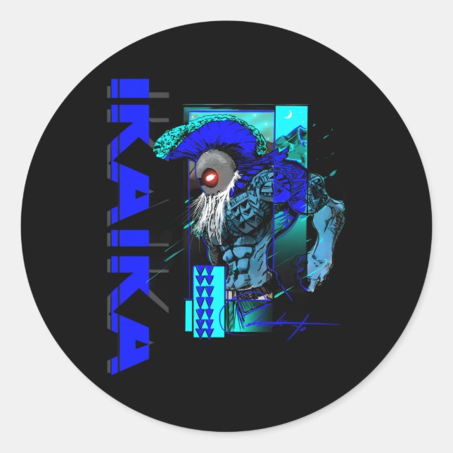 Sticker Rond Ikaika Warrior Par Micahmoto Blue Edition (Devant)