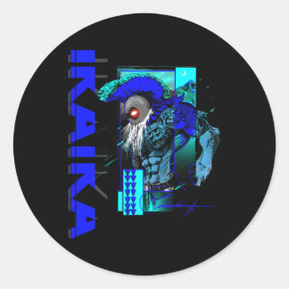 Sticker Rond Ikaika Warrior Par Micahmoto Blue Edition