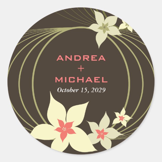 Sticker Rond Ikebana Frangipani Mariage de fleurs tropicales ro (Devant)