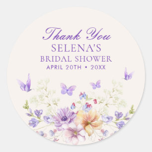 Sticker Rond Il donne des papillons violets Merci Cadeau de mar