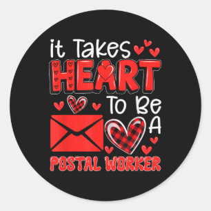 Sticker Rond Il Est Coeur D'Être Un Travailleur Postal Valentin