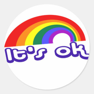 Sticker Rond "Il est correct" avec l'arc-en-ciel