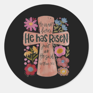 Sticker Rond Il Est Devenu Chrétien Pâques Boho Floral