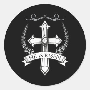 Sticker Rond Il Est Ressuscité Christ Jésus Hommes Femmes Enfan