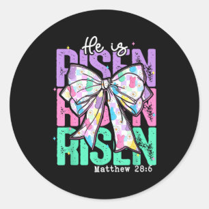 Sticker Rond Il Est Ressuscité Christian Jésus Coquette Arc Ver