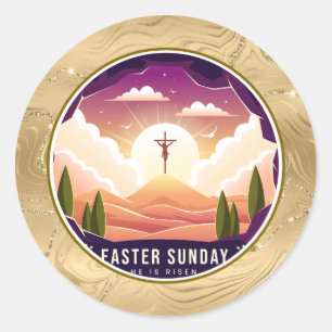 Sticker Rond Il est ressuscité et célébration du dimanche de la