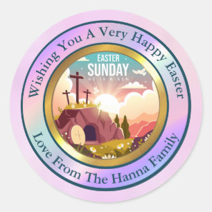 Sticker Rond Il est ressuscité et célébration du dimanche de la