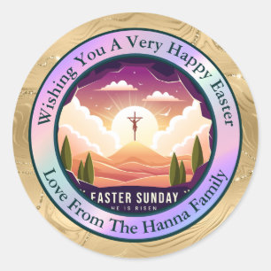 Sticker Rond Il est ressuscité et célébration du dimanche de la