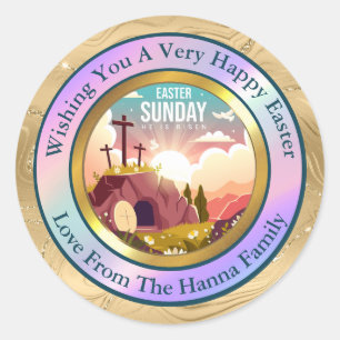 Sticker Rond Il est ressuscité et célébration du dimanche de la