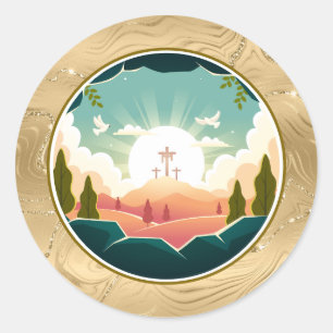 Sticker Rond Il est ressuscité et fête de la résurrection diman