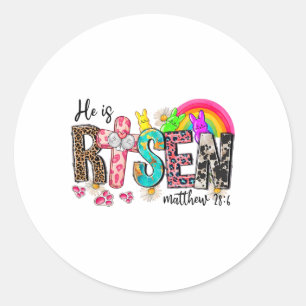 Sticker Rond Il Est Ressuscité Jésus Chrétien Joyeuses Pâques E