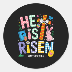 Sticker Rond Il Est Ressuscité Jésus Chrétien Joyeuses Pâques F