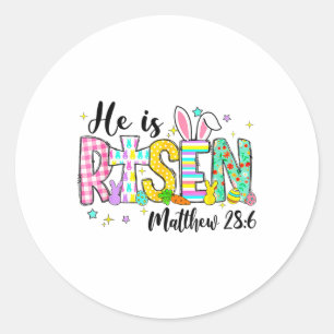 Sticker Rond Il Est Ressuscité Jésus Chrétien Joyeuses Pâques F